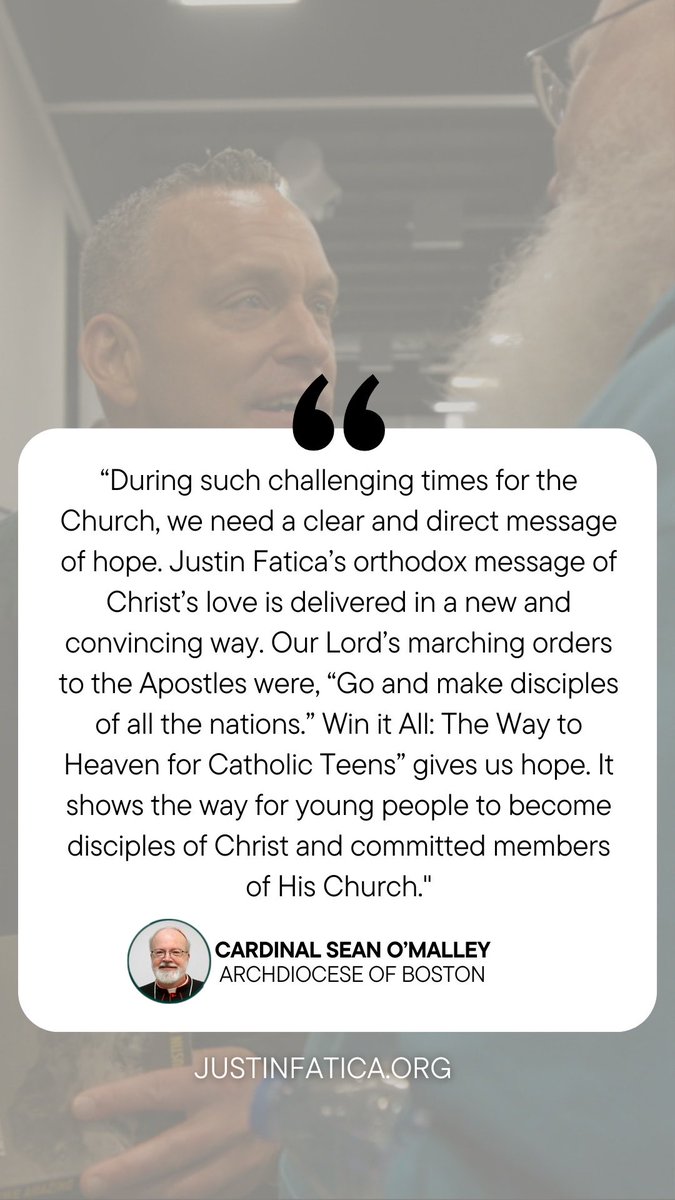 JustinFatica's tweet photo. Hear what Cardinal Sean O’Malley has to say about Justin and his mission! https://t.co/18xa8Ht6Ts