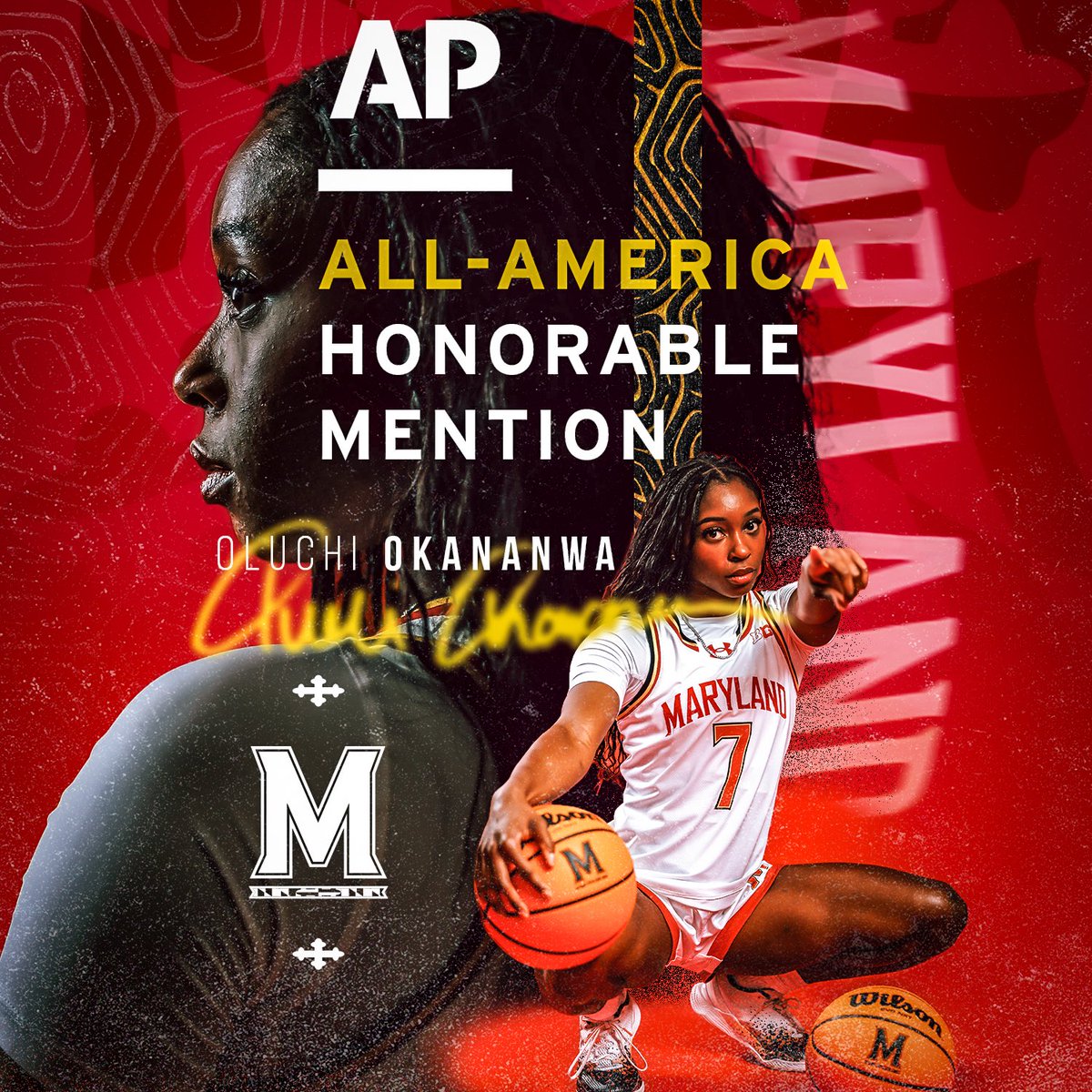 TerpsWBB's tweet image. Oluchi Okananwa earned AP All-America Honorable Mention honors! 👏

@oluchi_okananwa x #faMily 🐢