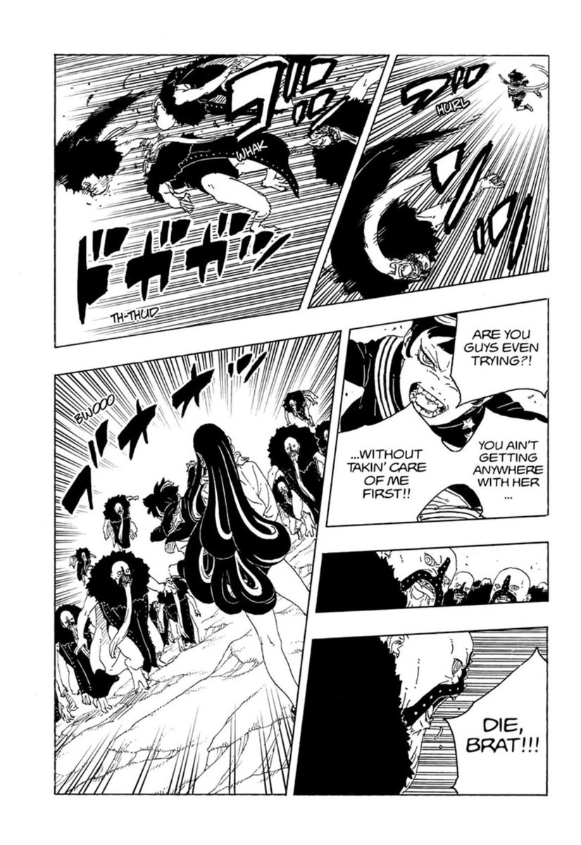 Kicking someone in two then throwing them so hard/fast that it knocks the heads off of others. Daemon you are insane