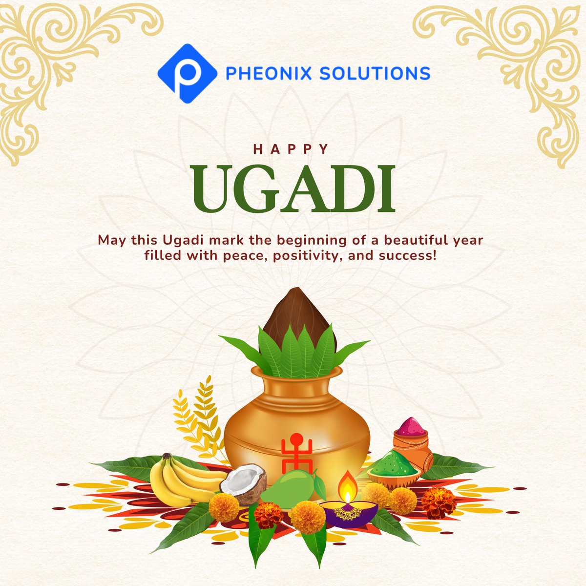 pheonixsolution's tweet photo. Wishing everyone a joyful and prosperous Ugadi! 🌸 May this new year bring happiness, growth, and success. #Ugadi #NewBeginnings #FestiveVibes https://t.co/iFcrrJoo5S