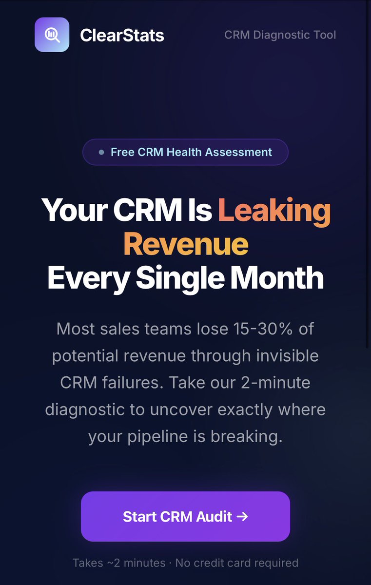 Built a tool to audit your CRM in under 2 minutes

If you manage a sales team this is especially for you

audit.clearstats.io