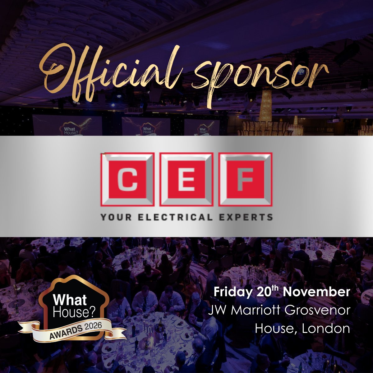 ShowHouse_'s tweet image. Meet the latest addition to our silver sponsor line-up - @cefonline ! The UK’s leading multi-channel #electrical wholesaler, they supply housebuilders with all they need quickly, easily and reliably. We’re delighted to have them on board!
#WHAwards2026 #Housebuilding