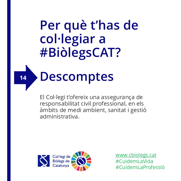 BiolegsCAT's tweet photo. #2️⃣1️⃣Raons per ser de #BiòlegsCAT 

T'oferim descomptes en la pòlissa d'assegurances de responsabilitat civial professional: #mediambient, #sanitat i #gestióadministrativa 

Entra, t'ho expliquem 👉 https://t.co/6tgwCnU3iB

#CuidemLaProfessió
#Descomptes https://t.co/BgLqOn0Jar