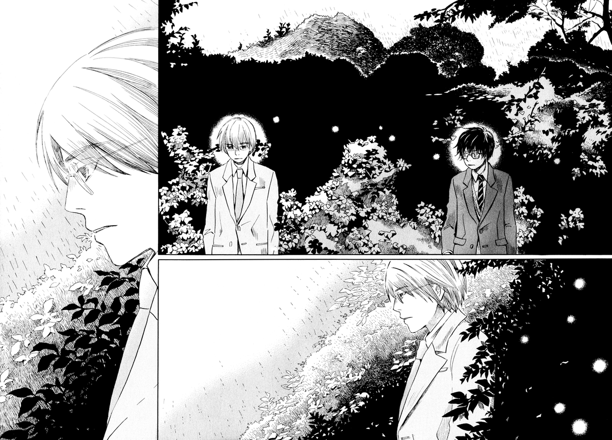Chica Umino perfectly manages to stop time with the Meijin’s unreal appearance. His presence seems almost ghostly, and Rei can only be captivated.

One of the most beautiful scenes in March comes in like a Lion.