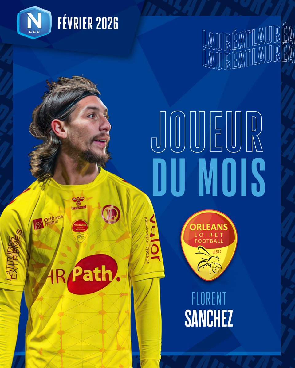 𝐅𝐥𝐨𝐫𝐞𝐧𝐭 𝐒𝐚𝐧𝐜𝐡𝐞𝐳 est sacré 𝐦𝐞𝐢𝐥𝐥𝐞𝐮𝐫 𝐣𝐨𝐮𝐞𝐮𝐫 de #NationalFFF de ce 𝐦𝐨𝐢𝐬 𝐝𝐞 𝐟𝐞́𝐯𝐫𝐢𝐞𝐫 avec 40,4 % des voix 🏆🙌

Le milieu de terrain obtient le premier titre de joueur du mois de l'<a href="/US_Orleans/">US Orléans</a> 🟡🔴

Toutes les infos ➡️ bit.ly/4bgv6hQ