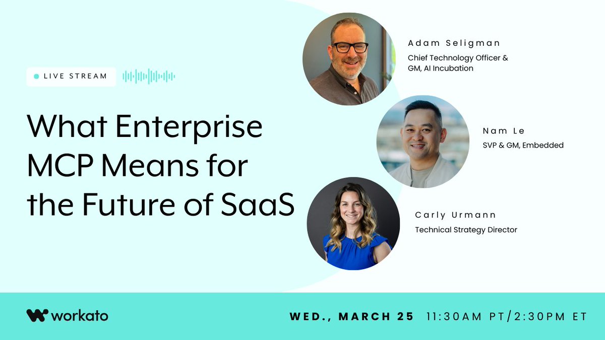 LeluciaLen's tweet photo. You won't want to miss this!  #workato #MCP #EnterpriseMCP #AI #AIAgents https://t.co/Bak6Kh234q