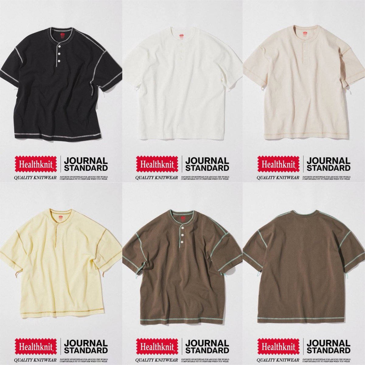 JOURNAL STANDARD x Healthknit 26SS 別注 ヘンリーネック半袖Tシャツ 