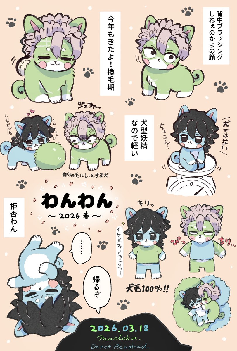 『春のわんわん〜2026〜』
春のいぬたち再び🐶🌸(さねぎゆ)
