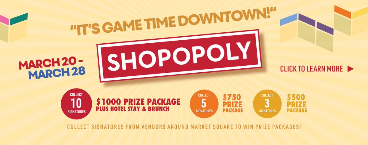 DowntownPitt's tweet photo. Pass Go and make your way to Market Square for the return of Shopopoly — Market Square Edition starting Friday, March 20th through Saturday, March 28th!

PLAY ALONG: https://t.co/M3hBKvyW4T https://t.co/FFVllKQx3G
