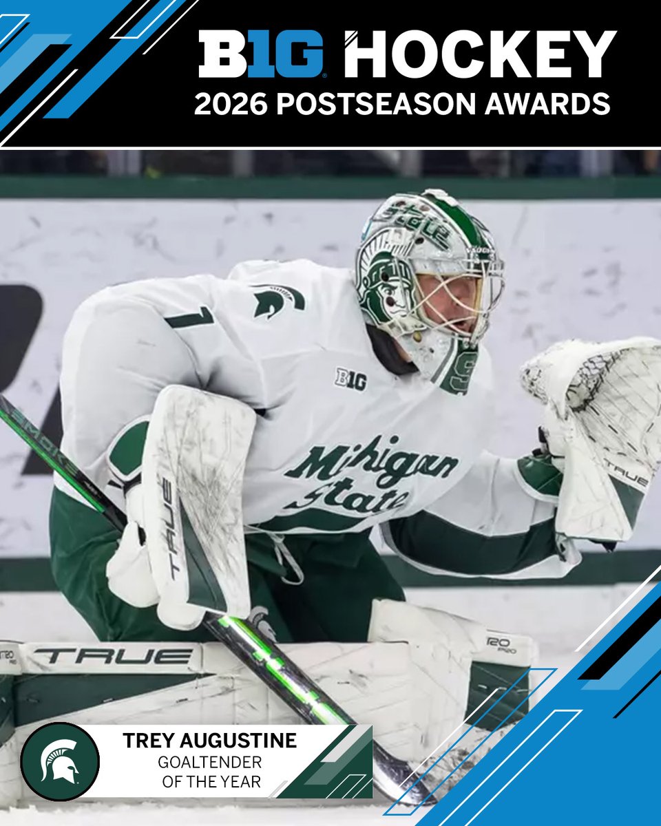 🏒 Goaltender of the Year 🏒

Trey Augustine is the 2026 Big Ten Men’s Hockey Goaltender of the Year! 

#B1GHockey x <a href="/MSU_Hockey/">Michigan State Hockey</a>