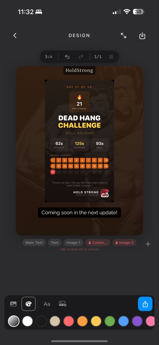 designrock's tweet photo. So happy the new update is coming for HoldStrong for iOS. Now everyone can share their progress. https://t.co/sv89ZnfsmE