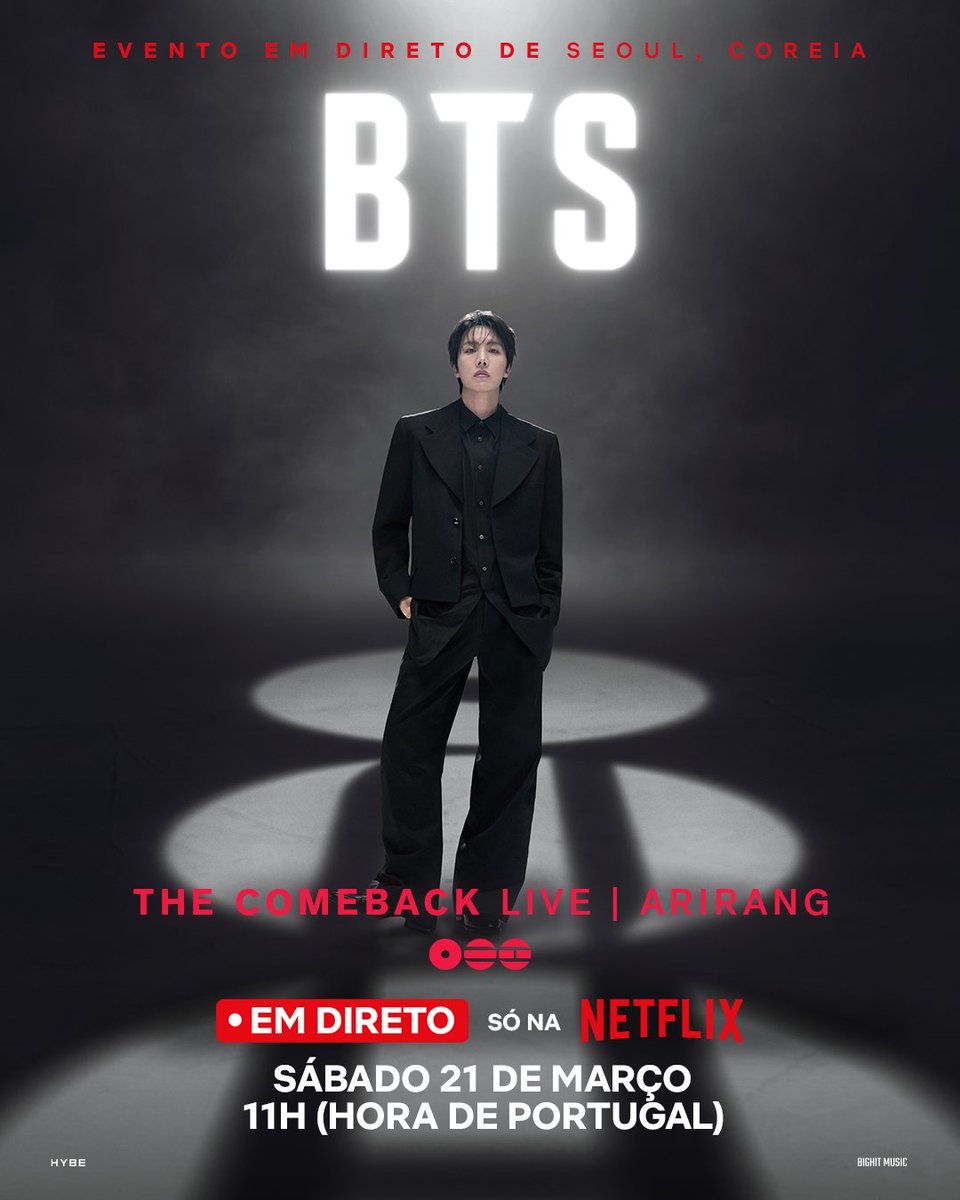 NetflixPT's tweet photo. J-HOPE.

BTS: EL COMEBACK EN DIRECTO | ARIRANG, el 21 de marzo a las 12:00 (hora peninsular), EN DIRECTO en Netflix. #BTSLiveonNetflix #BTSenNetflix https://t.co/K6iXyntqkP