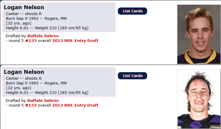 jonjpalmer's tweet photo. @spittinchiclets @pinkwhitney You guys talked about the Gargoyles which led me to poke around their roster on the Internet Hockey Database. 

You should profile this guy just based on his pictures alone - Sabres '12 draft pick vs. now......There has to be a good story there. https://t.co/Lk8h43HBQ6