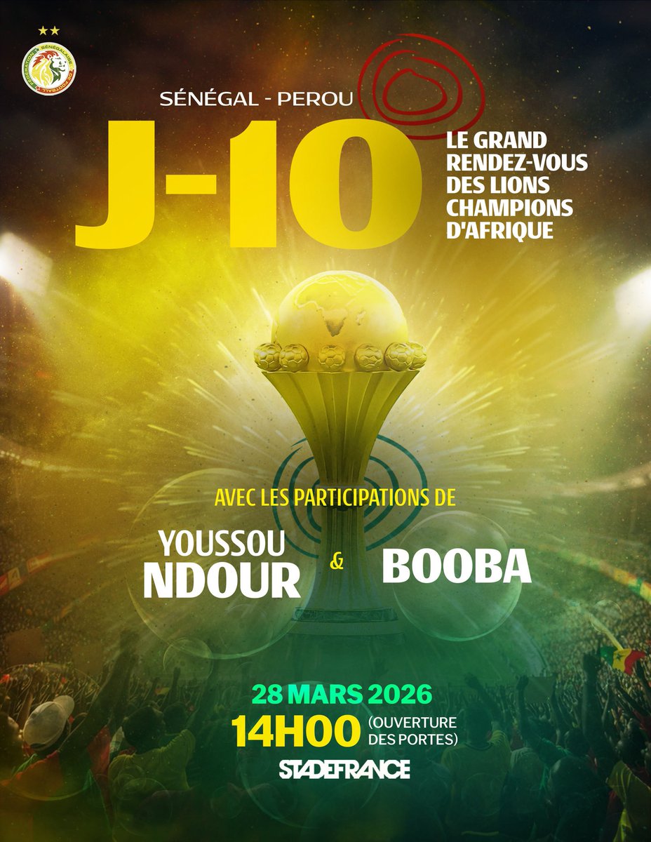 LE TROPHÉE SERA BEL ET BIEN PRÉSENT AU STADE DE FRANCE !! ❤️🇸🇳

Rendez vous le 28 mars.