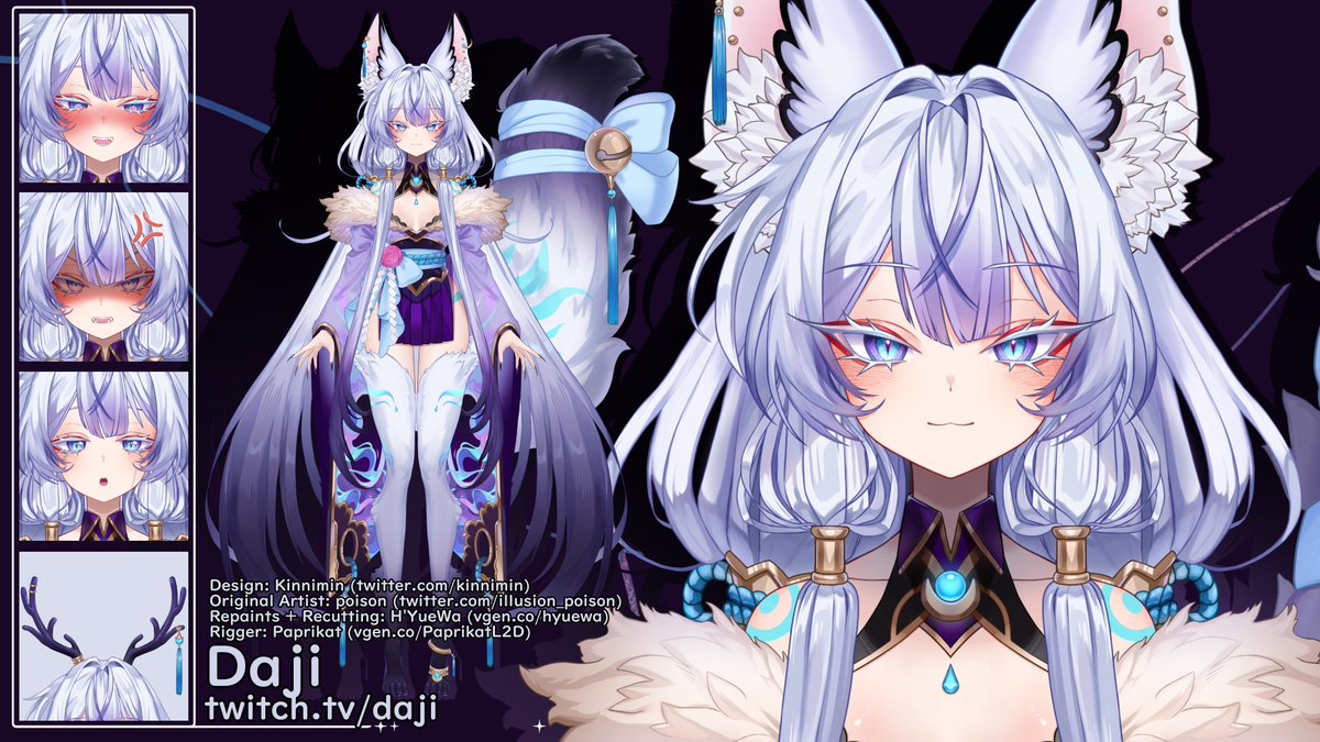 hyuewa's tweet photo. I had the opportunity to work on @dajijiii's Model as art assistance through recutting and repaints! Thank you so much for trusting me with this project! ; v ;
Original Art: @illusion_poison 
Rig: @PaprikatL2D 
Repaints + Recutting: me ´w`
#VTuber https://t.co/YuEOu31ldS