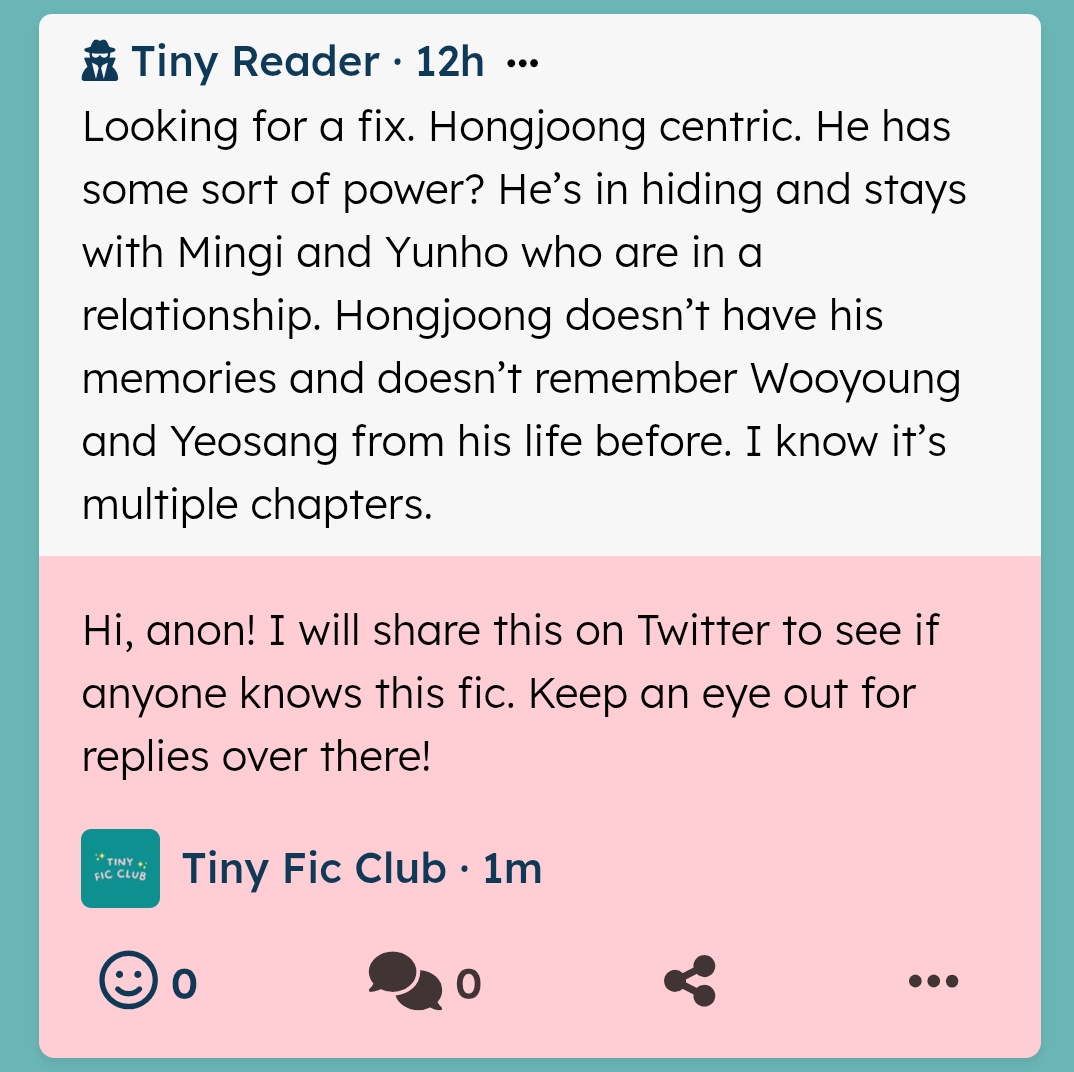 Tiny Fic Club 🌸 tweet media