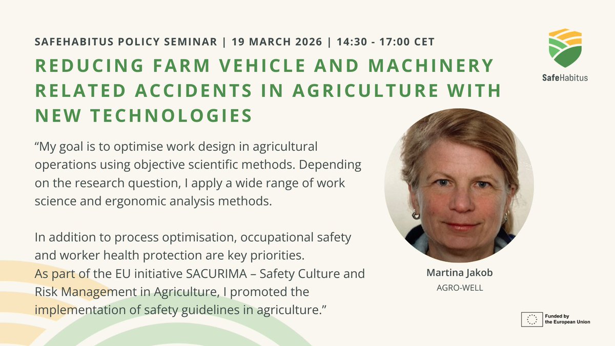 SafeHabitus_eu's tweet photo. Martina Jakob from the @AGROWELL_EU project talked about the optimisation of farm safety processes

Join our event ➡️ https://t.co/sSKDD8WWiC https://t.co/Z9chmOxGWs