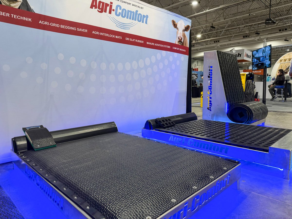 ComfortAgri's tweet photo. Where they lay. Where they walk. Where they stand.
Rubber flooring built for dairy cows – supporting joints and healthier hooves. 
Central Plains Dairy Expo  | Booth C724
#cowcomfort #rubberflooring #dairy https://t.co/vVpAdu9jO8
