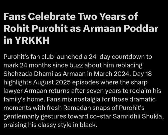 And he's trending 💗🧿
X even acknowledged 2years countdown 🥹🫶🏼🫶🏼🫶🏼🫶🏼 

#yrkkh #rohitpurohit #2YearsOfRPasArmaan #ARMAANPODDARMONTH