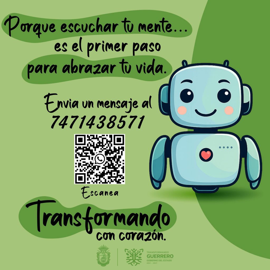 SejuveGuerrero's tweet photo. ¿Te sientes abrumado, solo o sin saber a quién acudir? 🌧 A veces hablar también es una forma de cuidarnos.

🤖Recuerda que, en #Guerrero tenemos a  #SamBot. 💬 Es seguro, privado y sin juicios, donde puedes conversar en cualquier momento.

Acércate. 
No estás sol@.  🫶 https://t.co/uV235E8WrW