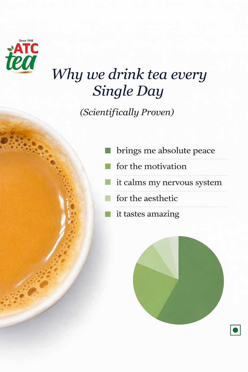 assamteacomp's tweet image. Why do we drink tea every single day? 🍃
Because it gives us a pause in a busy life…
a moment of calm, comfort, and clarity.

From morning freshness to evening relaxation,
ATC Tea makes every sip feel special. 💚

Sip peace. Sip ATC.

#dailytea #tealovers #sipandrelax #atctea