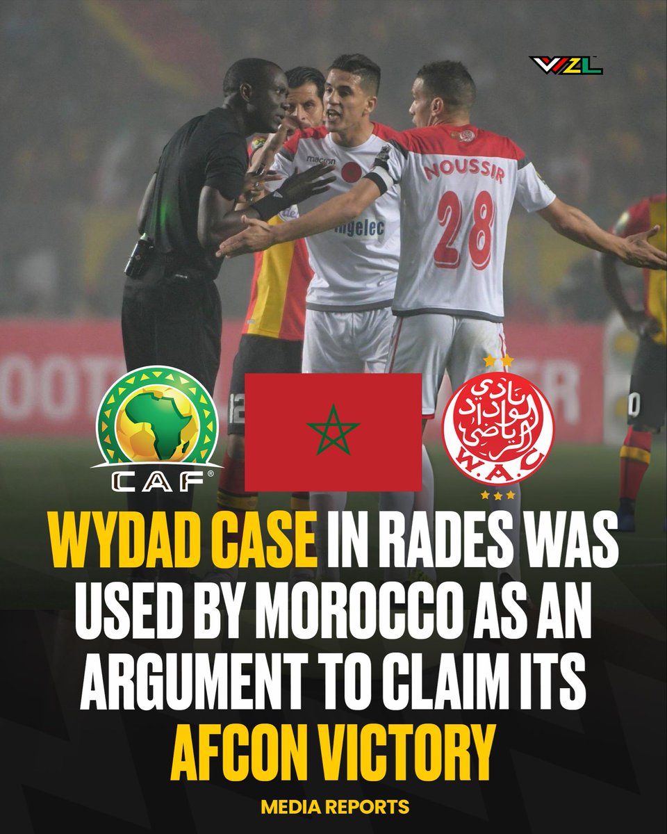 vvzfoot's tweet photo. 🚨According to Le Parisien, in its appeal, the Morocco Federation relied on similar—but not identical—cases, such as the 2019 CAF Champions League final in Radès, where Wydad walked off after a controversial goal and the absence of VAR, https://t.co/DKW7i05asx
