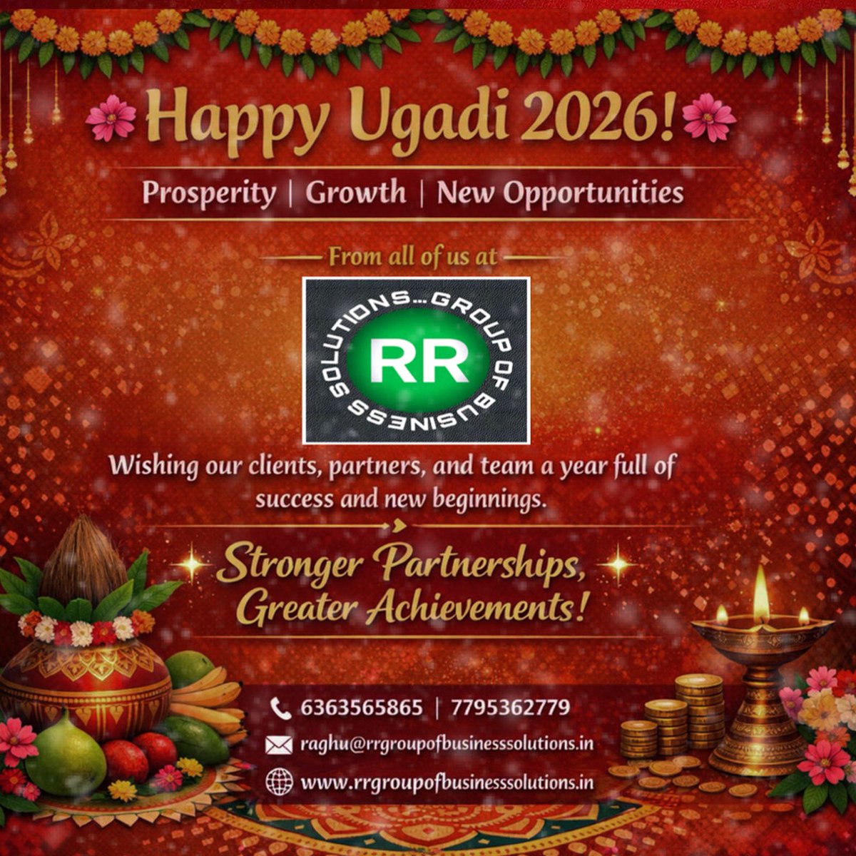 🌸 Happy Ugadi from RRGBS!🌸
On this special occasion of Ugadi, we wish you happiness, good health, and success.
May this new year bring new opportunities and growth in your life.
✨ Wishing you a joyful and prosperous Ugadi!✨

📞 6363565865 | 7795362779