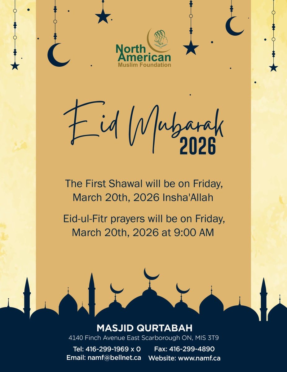 namf786's tweet photo. 🌙 Eid-Ul-Fitr will be on Friday, March 20th! May your day be filled with blessings. Eid Mubarak from all of us at NAMF https://t.co/wRs6wqPzHa