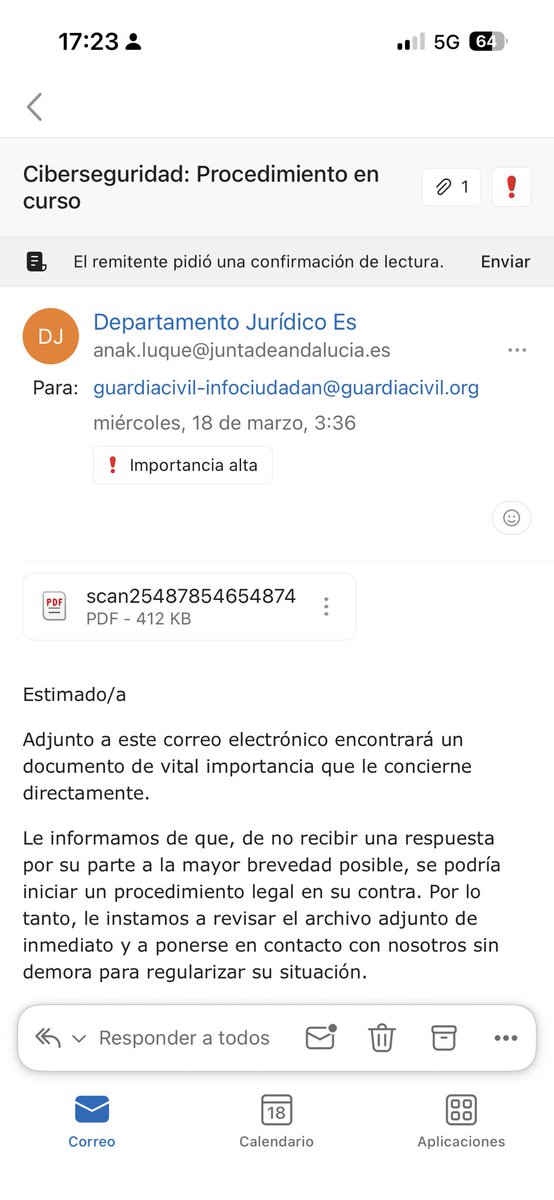bea1331's tweet photo. @guardiacivil he recibido este mail!?
Es un fake? https://t.co/WF2DcOUBoJ
