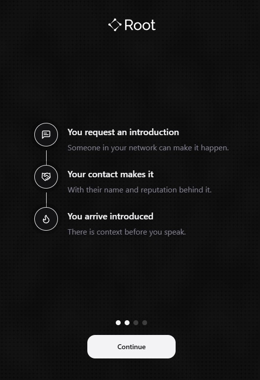 rootgraph_xyz's tweet photo. We completely redefined the onboarding for Root.                                                                                                                                                                            
                                                                                                                                                                                                                                 The old version asked too much, too soon. You had to set things up before we even showed you what Root actually does. 
                                                                                                                                                                                                                                  So we flipped it. Value first. 

Three screens. That's all it takes to understand why Root exists — and why it matters for your career in web3.                                                                                                                 
 
If you don't get it in those 3 screens, we failed.