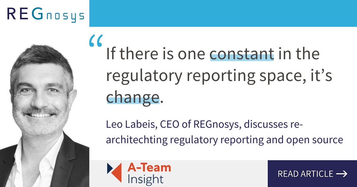 REGnosys's tweet photo. Our CEO and Founder, Laurent-Olivier Labeis (Leo), recently spoke with @ATeamInsight about REGnosys’ role in supporting the shift toward shared, machine executable standards in regulatory reporting.

Read more here: https://t.co/Qhamp7fmg0

#RegulatoryReporting #DRR #Fintech https://t.co/EDx4HPseYF