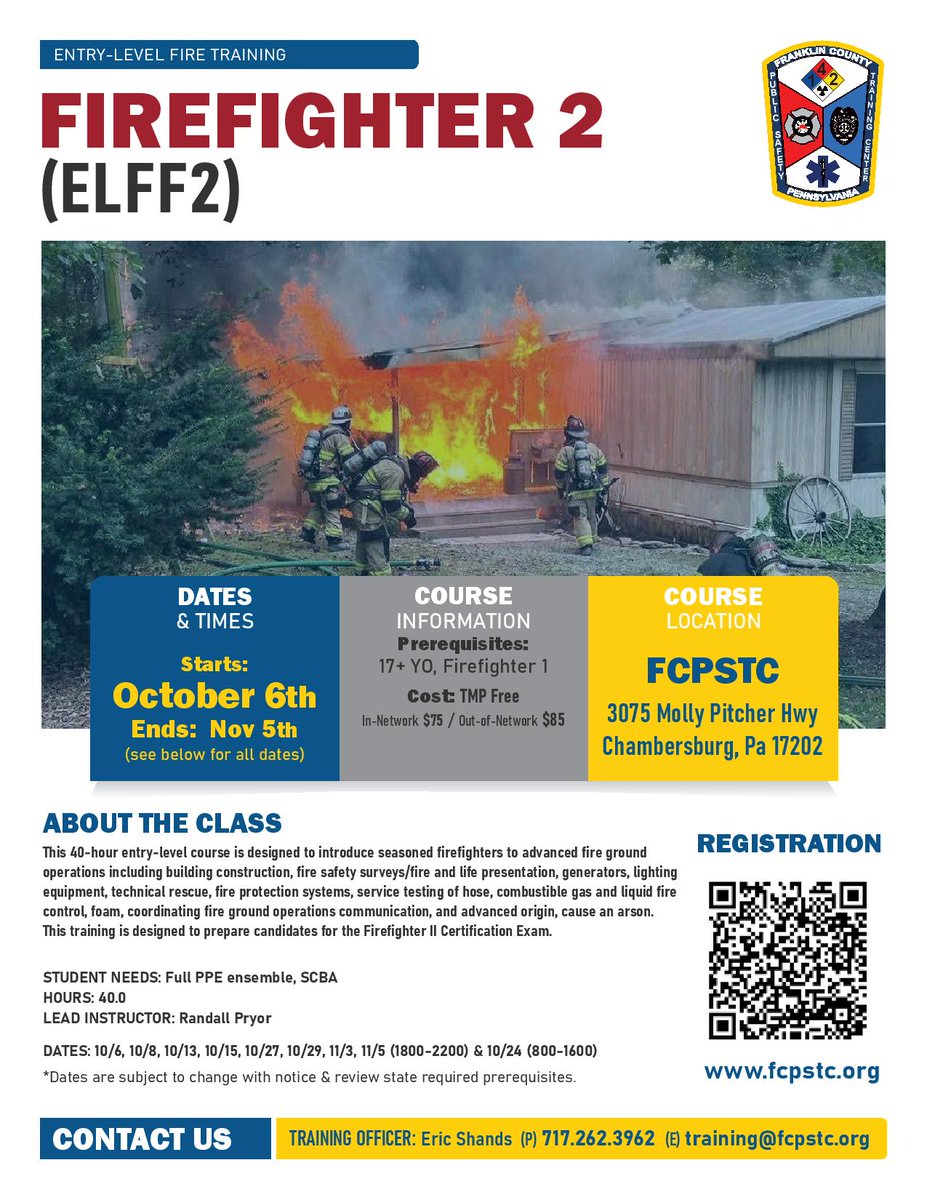 FCPSTC's tweet photo. Firefighter 2  |  Oct 6  - Nov 5, 2026 https://t.co/OEQYUyO4vR