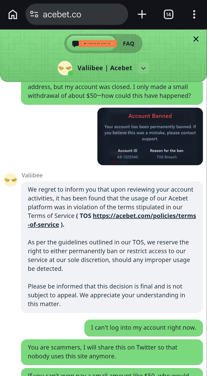 Kurdhism's tweet photo. @acebet These are definitely scammers, they don't even have $50 and they're trying to fool people. Don't put your money here. #acebet https://t.co/9yhRQM87k5