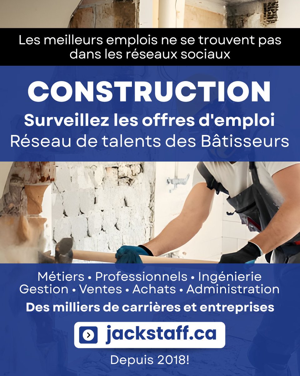 JackStaffapp's tweet photo. https://t.co/TsJXiKPbIn
Emplois, carrières et talents dans la Construction
👷‍♂️Métiers • Professionnels • Ingénierie • Gestion • Achats • Ventes • Administration

Réseau de talents des Bâtisseurs, depuis 2018 https://t.co/R78DnuMyet