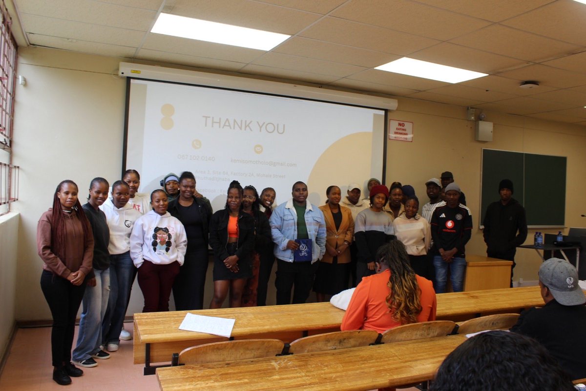 Kemiso_Mo's tweet photo. Courtesy invite by the University of Free State, faculty of Economics and Management Sciences where I shared my entrepreneurial journey, practical insights and challenges thereof with their Business Management students. https://t.co/TjZvOtEyUo