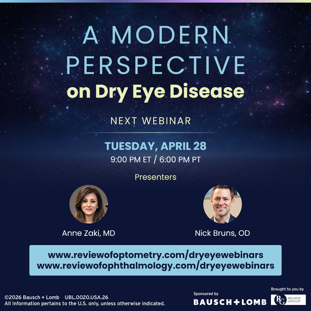 revoptom's tweet image. #PaidPartnership From detection to management.
Drs. Zaki and Bruns share clinical perspectives on approaching dry eye disease in practice.
📚 Register to join the discussion.
reviewofoptometry.com/dryeyewebinars

#DryEyeDisease #Optometry #Ophthalmology