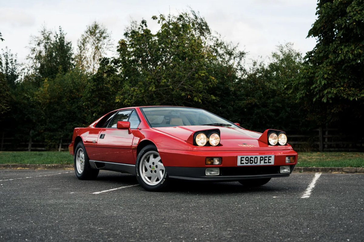 PistonHeads's tweet photo. Live auction: Lotus Esprit Turbo. 

A 1988 carburettor model with 215bhp 2.2-litre turbo engine and five-speed manual gearbox. Highly original with very low mileage, and benefits from recent mechanical work including a timing belt replacement.

Bid here: https://t.co/iWJIRx2ndA https://t.co/BhRrhMs6YG