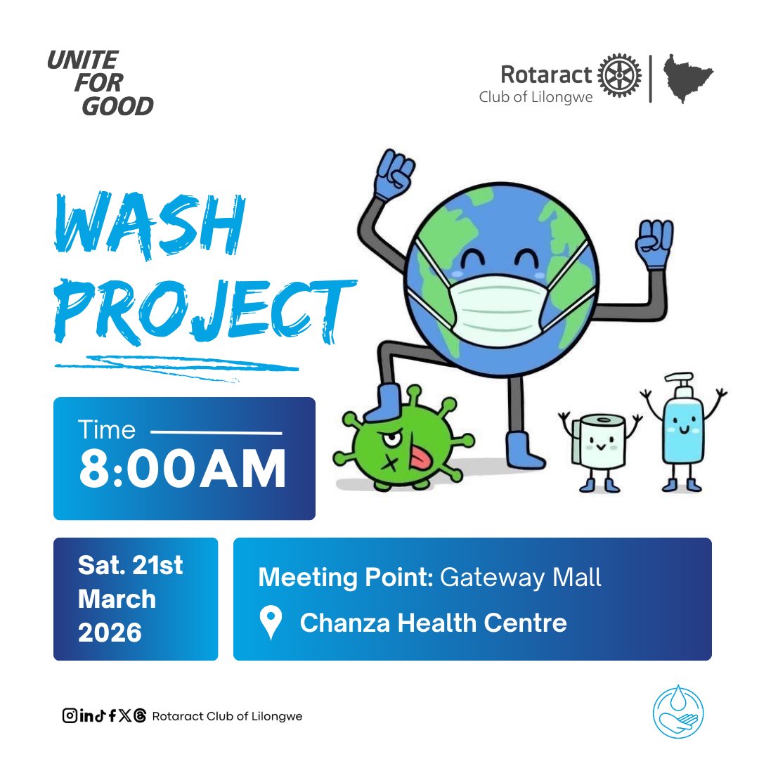 RACLilongwe's tweet image. Join us this Saturday as we support Chanza Health Centre by donating essential hygiene items — bins, hand wash, gloves, and more — to promote a cleaner, safer environment for all. Every small contribution makes a big difference! 💙🤝
#WASHProject #UniteForGood #RACLilongwe