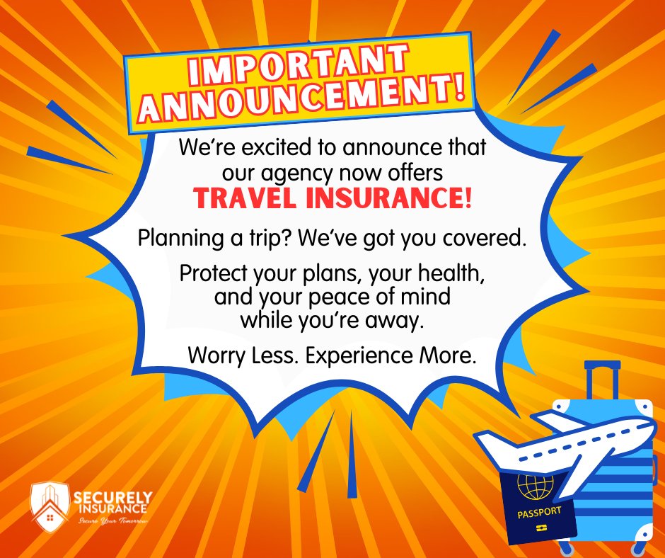 securelyinsure's tweet image. We’re excited to share that #SecurelyInsure is now offering Travel Insurance! ✈️ From quick getaways to dream trips, the unexpected happens and we’ve got you covered so you’re never facing it alone.

👉 Start your #travelinsurance quote: imglobal.com/img-producer-i…