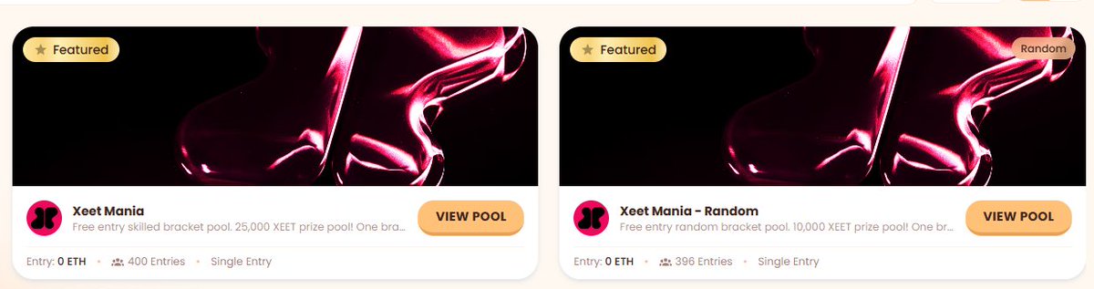 if you're 'xeetless' and need xeets,   this is for you

bearish af is running a xeet tournament with 2 xeet pools 

- 25 xeets (skilled)
- 10k xeets (random) 

entry is free &amp; closes tomorrow, you only need abstract eth for gas. 

link in the comments 

stay xeetish
