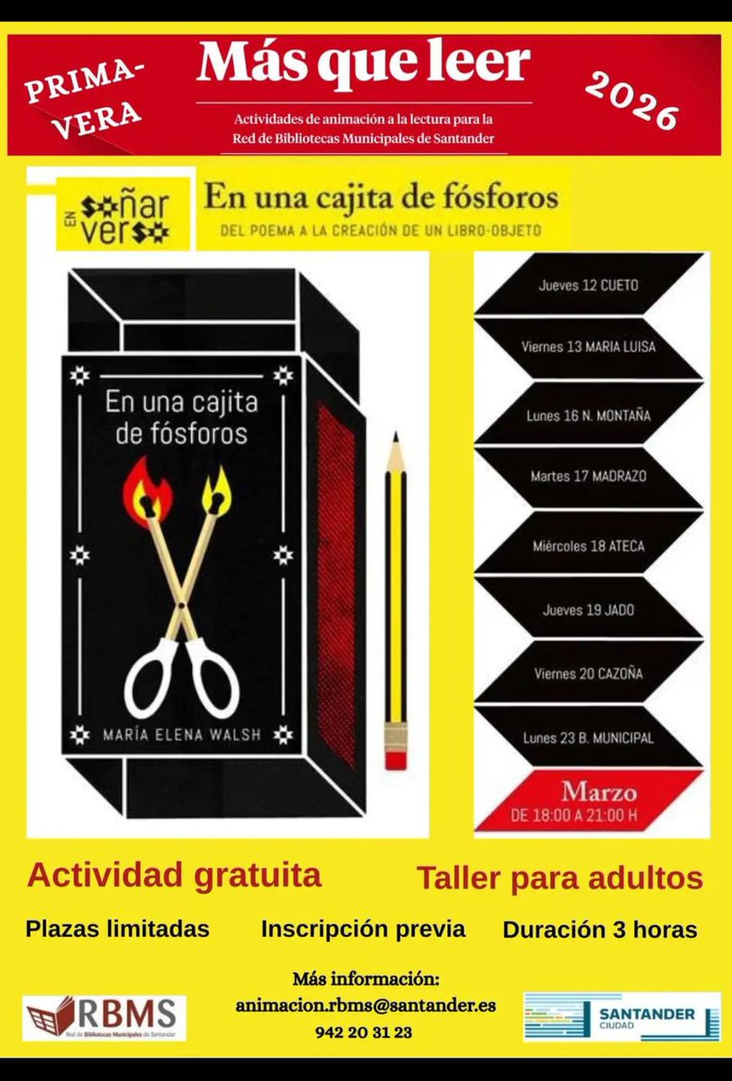 BiblioSantander's tweet photo. Mas que leer'. En una cajita de fósforos. 
Biblioteca Madrazo, taller de ayer por la tarde.
Video:
https://t.co/b1pximXdQE
#poemaobjeto #mariaelenawalsh #PoesiaParaLlevar   
@CulturaSantan https://t.co/QhDCwiqQr7