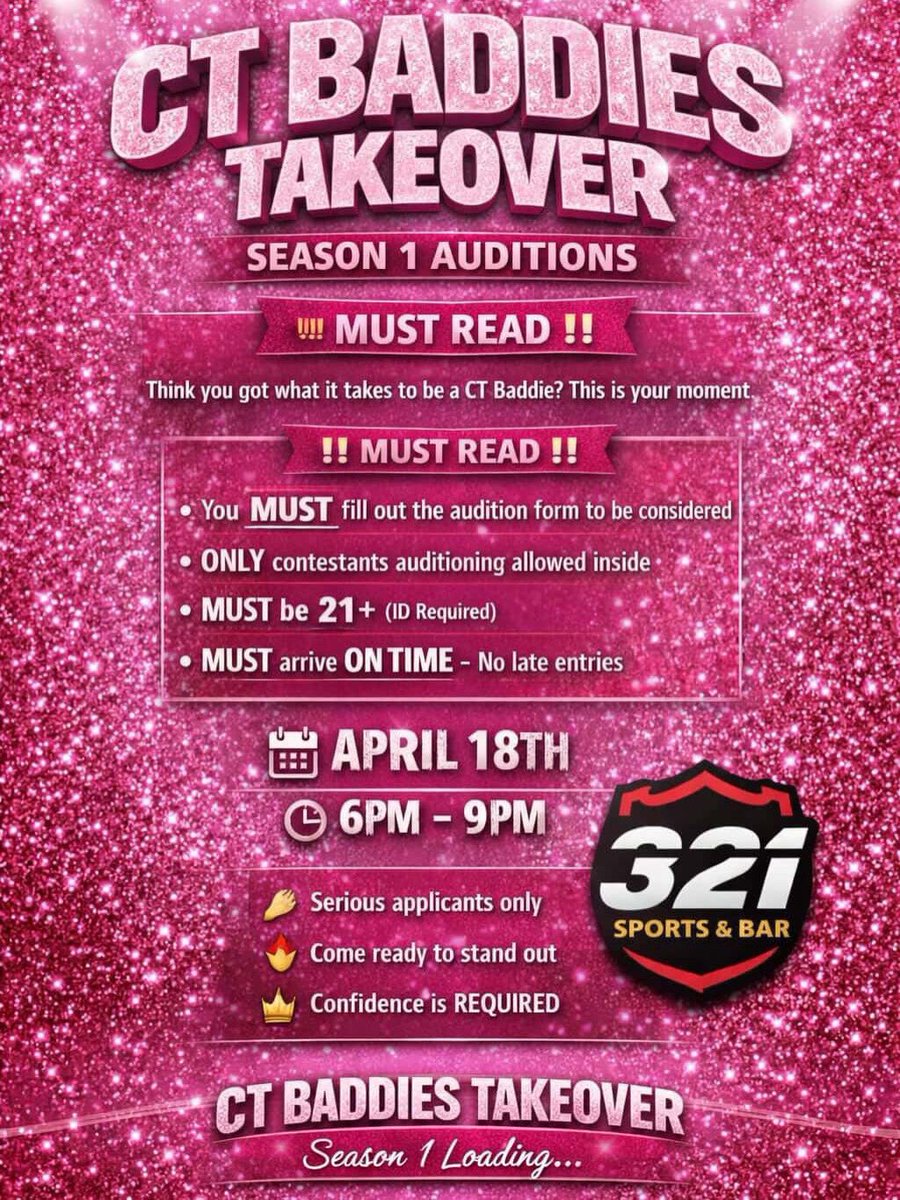 Listen up CT Baddies, we want y’all on your best behaviors at audition 👏🏽 Leave all that ratchet ish in Cromwell 🤭🛑 Bring bougie and classy New London vibes 💅🏽 APRIL 18th pull up in HARTFORD CT 📍#203Local #CTBaddiesTakeOver #RealityTV #AunTeaJoJo #Connecticut