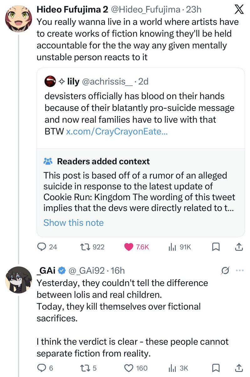 coolgrounderguy's tweet photo. @_GAi92 @1p6p6pn @Hideo_Fufujima And I say what’s the juxtaposition with these which you have yet to explained outside of personal bias, what you are talking about and the actual subject at hand are completely different a person not being able to tell the difference between loils and irl children does not add- https://t.co/chJ49csD7v