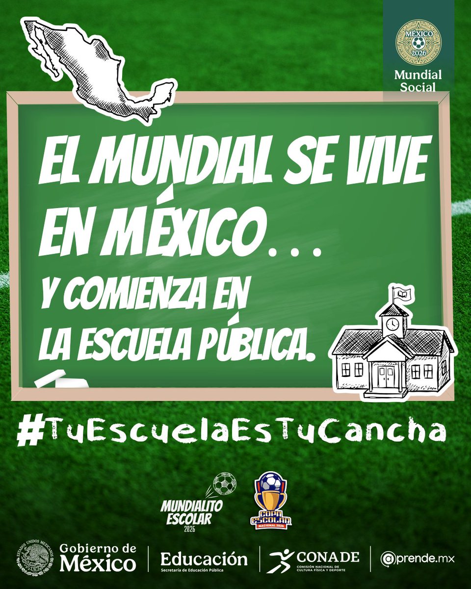 ⚽️🌎La emoción del #MundialitoEscolar ya se siente.

Participa, diviértete y sé parte de esta experiencia que une a México a través de la educación y el deporte.

Porque el juego también enseña, y en la escuela comienza todo.

🔗 Conoce más: mundialitoescolar.sep.gob.mx