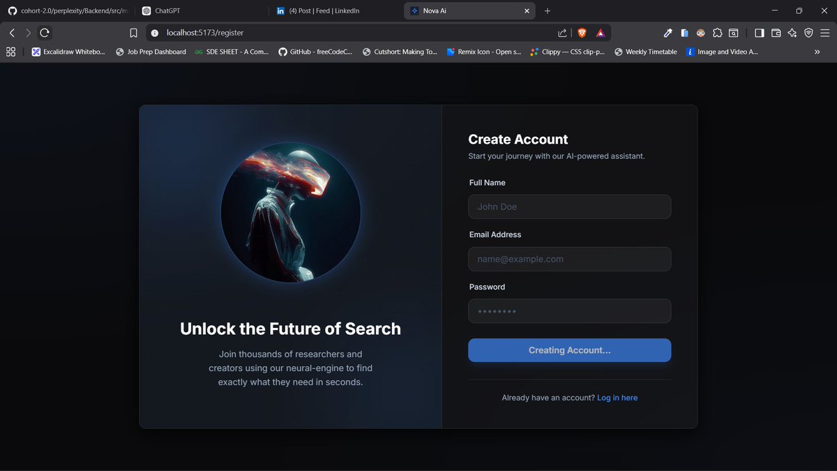 dilsecode's tweet photo. Day 5 of building a Perplexity AI clone 🚀

Built full chat system (not just prompts):
• Chat creation + titles
• Follow-up messages with context
• Get all chats &amp; messages
• Delete chats
Frontend with React + Redux is live too.
Doing this during exams. No excuses. https://t.co/UwVb91Rcn0