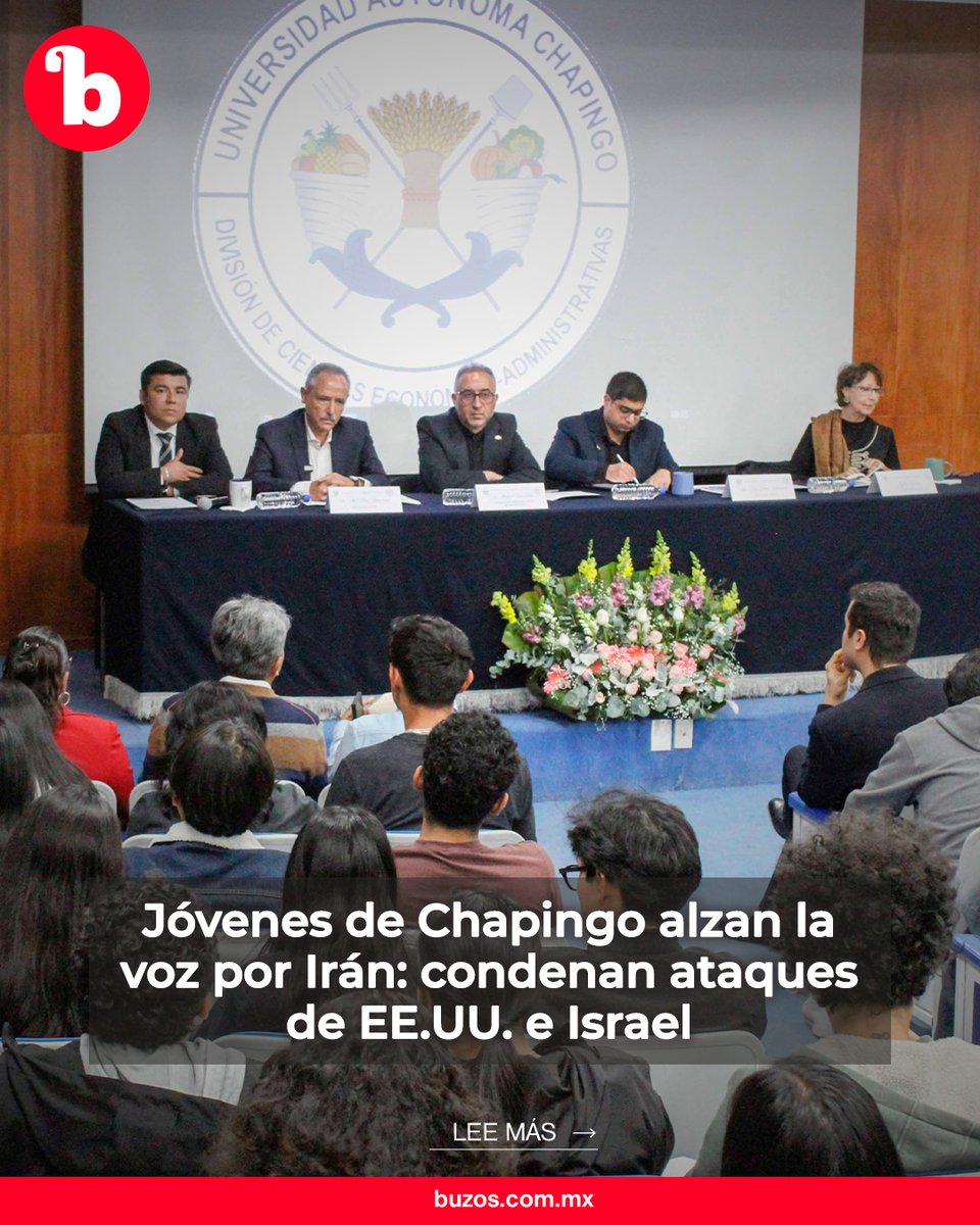 BuzosNoticias's tweet photo. Jóvenes de Chapingo alzan la voz por Irán: condenan ataques de EE.UU. e Israel 🎒✊🏻

Estudiantes y académicos de la UACh respaldan al pueblo iraní; embajador Abolfazl Pasandideh advierte que su nación resistirá “hasta las últimas consecuencias”.

Lee más: https://t.co/fmclrE7PXZ https://t.co/slFOjfSQU0
