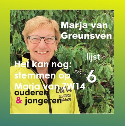 Het kan nog: tot 21 uur kunt u stemmen op Marja van Greunsven van lijst 6 in #Waalre. #Doorzettenloont! Zie zw14.nl