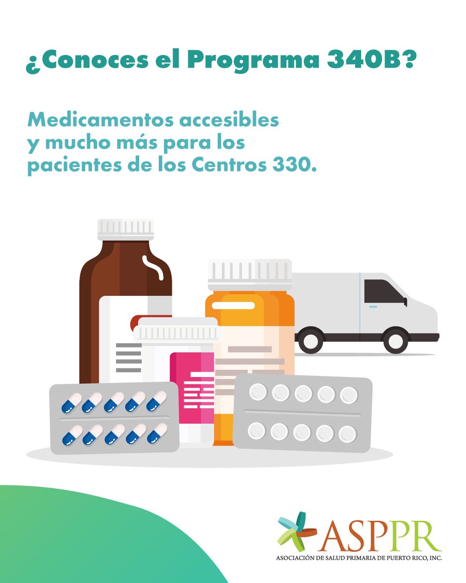 Gracias al Programa 340B, los Centros de Salud 330 ofrecen medicamentos a bajo costo y un equipo interdisciplinario con servicios integrales: promotor comunitario, visitas al hogar, transporte y manejo de condiciones crónicas y salud mental. #ASPPR