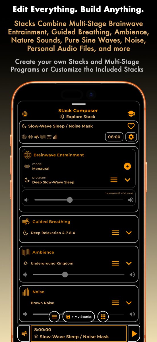 banzailabs's tweet photo. https://t.co/TxggqQJvWn is now available for iOS &amp; Android.

Create and remix your own brainwave entrainment stacks to focus, relax, meditate, and sleep. Supports binaural, monaural, and isochronic tones.

iOS: https://t.co/iDzb9MS1T1
Android: https://t.co/crqt5iPamM https://t.co/c6DgoS7nHk
