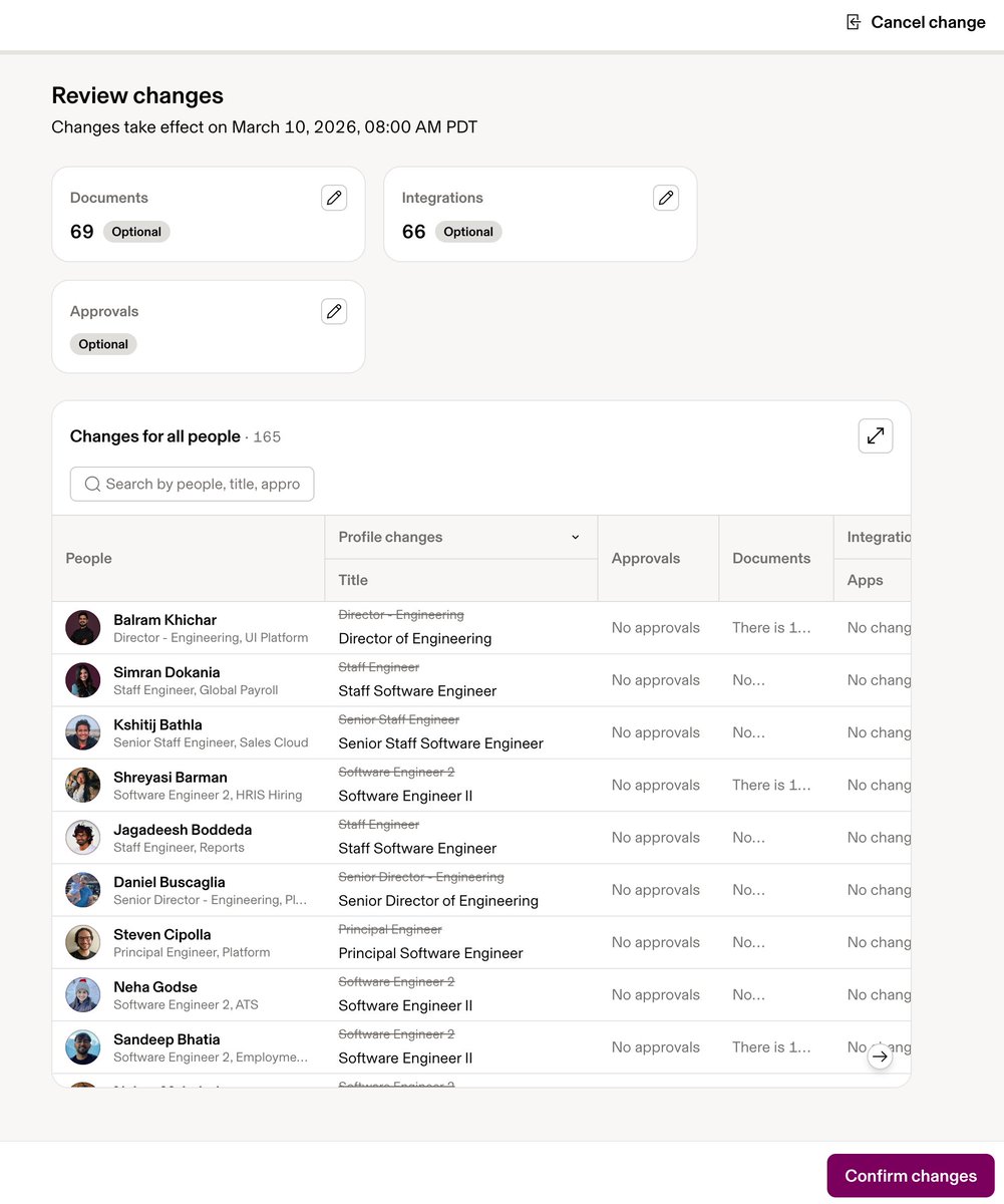 parkerconrad's tweet photo. 5/ Most HRIS data gets *messy* and inconsistent over time. In this example, I just.... ask Rippling AI to figure out how to clean it up, and then stage the changes for me to review: https://t.co/9HuLHYQGvF
